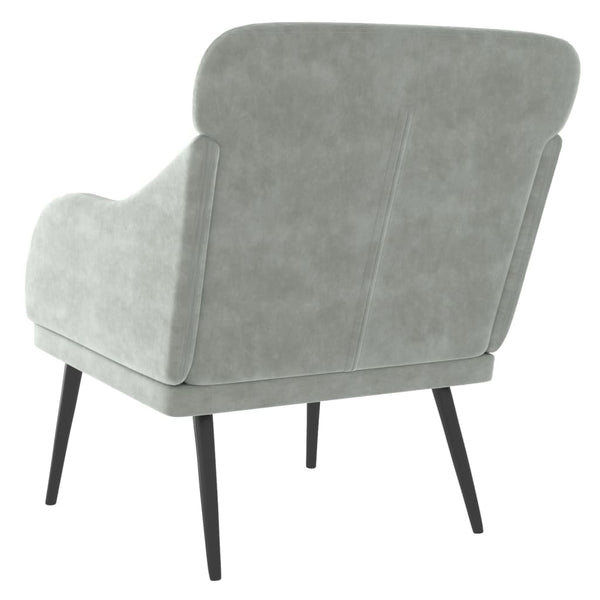 Hellgrauer Samt Sessel 63x76x80 cm