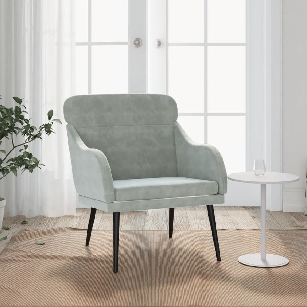 vidaXL Armchair Light Gray 63x76x80 cm Velvet