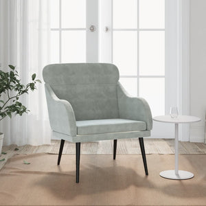 Hellgrauer Samt Sessel 63x76x80 cm