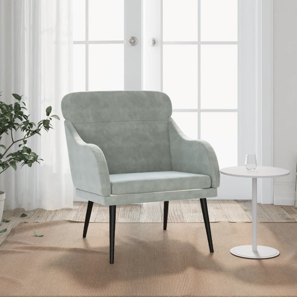 Hellgrauer Samt Sessel 63x76x80 cm