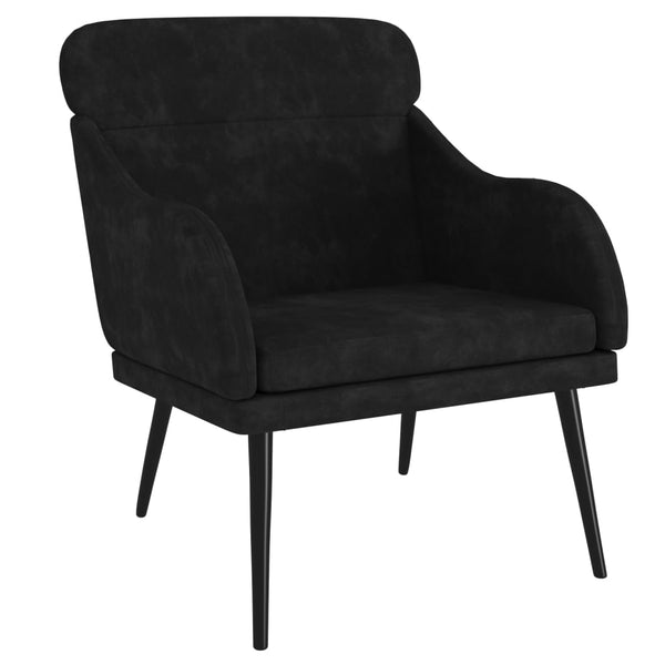 vidaXL Fauteuil noir 63x76x80 cm velours