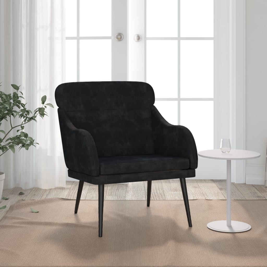 vidaXL Fauteuil noir 63x76x80 cm velours