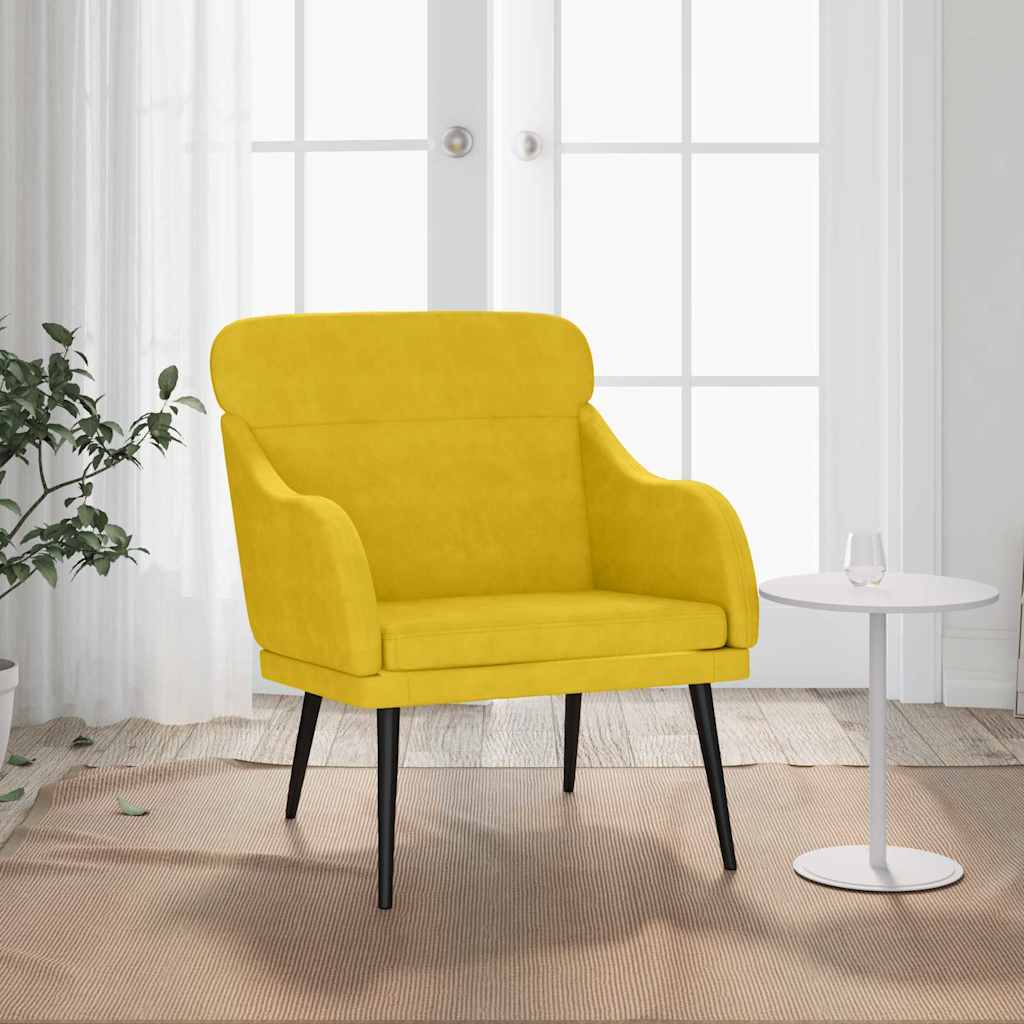 vidaXL Fauteuil Jaune 63x76x80 cm Velours