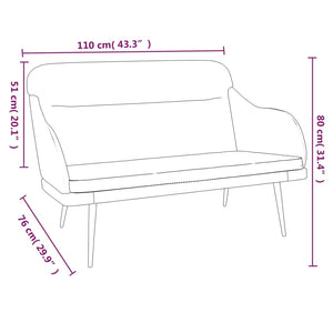 vidaXL Banc gris clair 110x76x80 cm velours