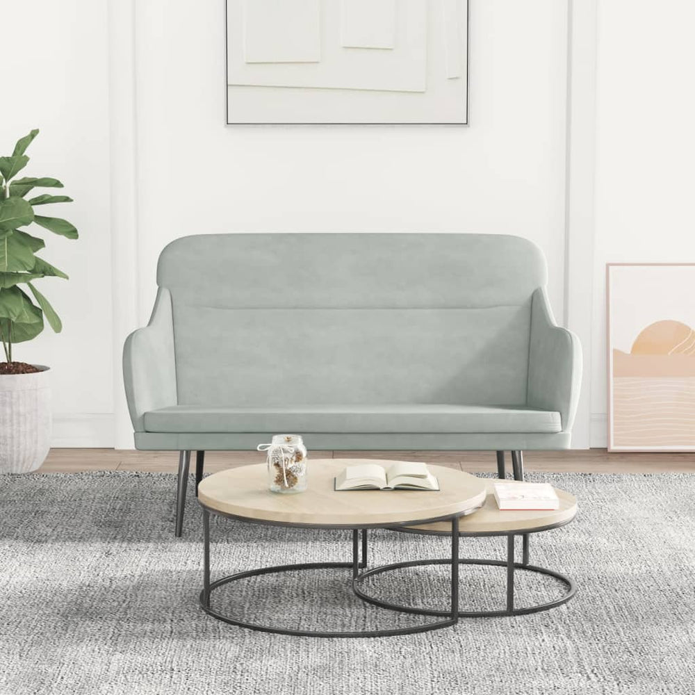 Hellgraue Samt Sitzbank 110 cm