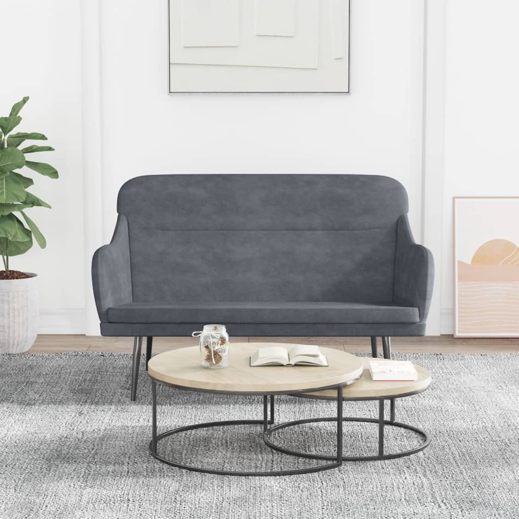 Sitzbank Dunkelgrau Samt 110 cm