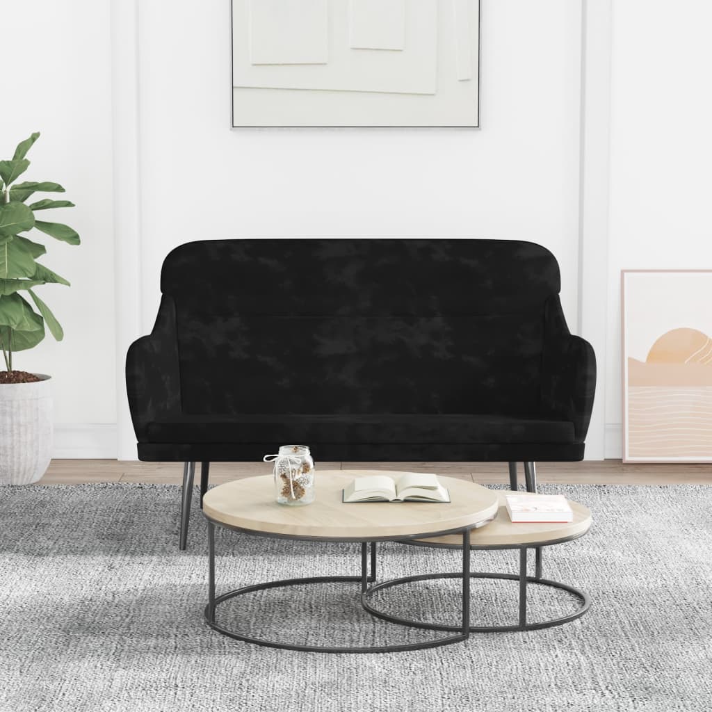Schwarze Samt Sitzbank 110 cm