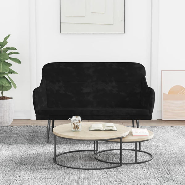 Schwarze Samt Sitzbank 110 cm