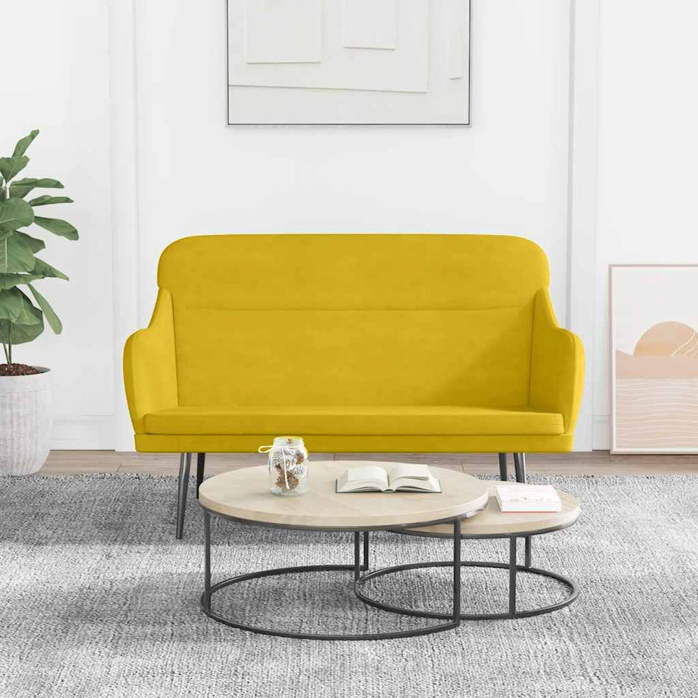 Gelbe Samt Sitzbank 110 cm