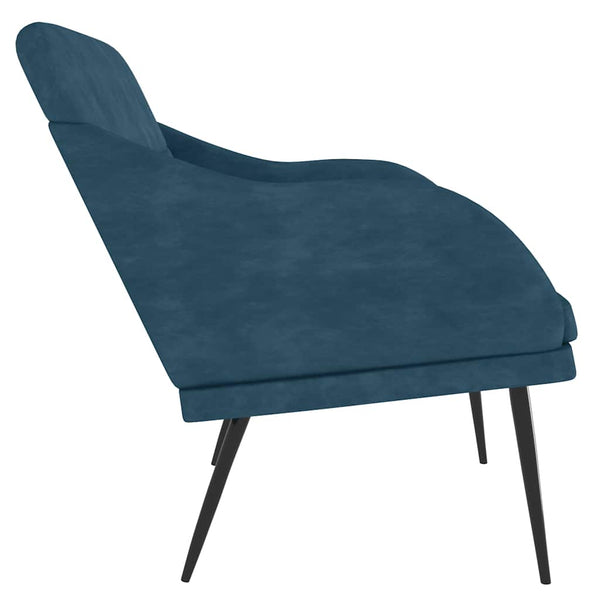 Blaue Samt Sitzbank 110 cm