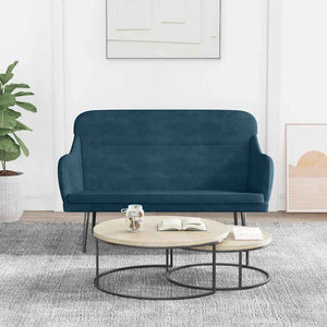 Blaue Samt Sitzbank 110 cm