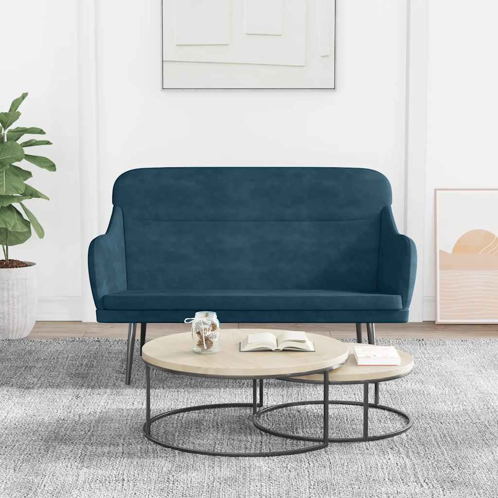 Blaue Samt Sitzbank 110 cm