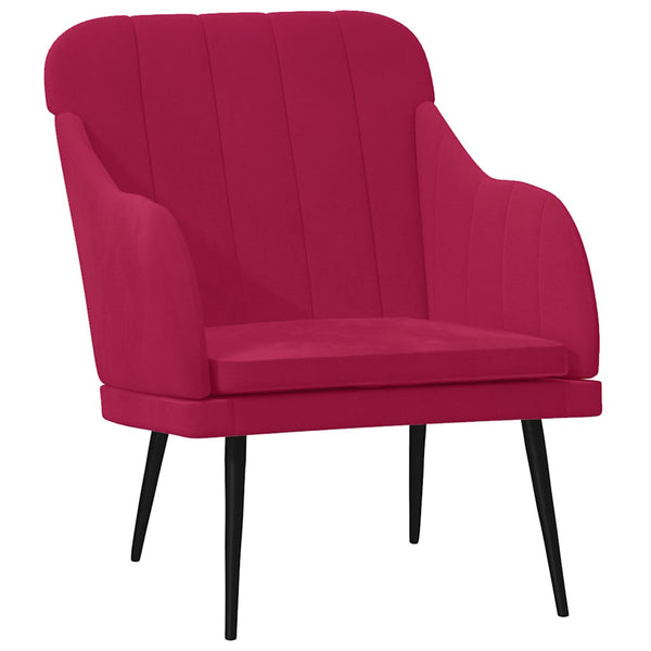Weinroter Samt Sessel 63x76x80 cm