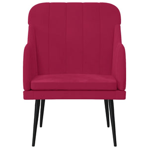 Weinroter Samt Sessel 63x76x80 cm