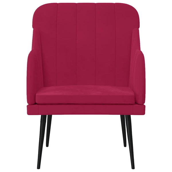 Weinroter Samt Sessel 63x76x80 cm