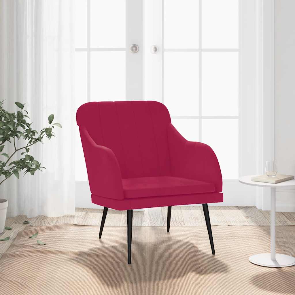 Weinroter Samt Sessel 63x76x80 cm