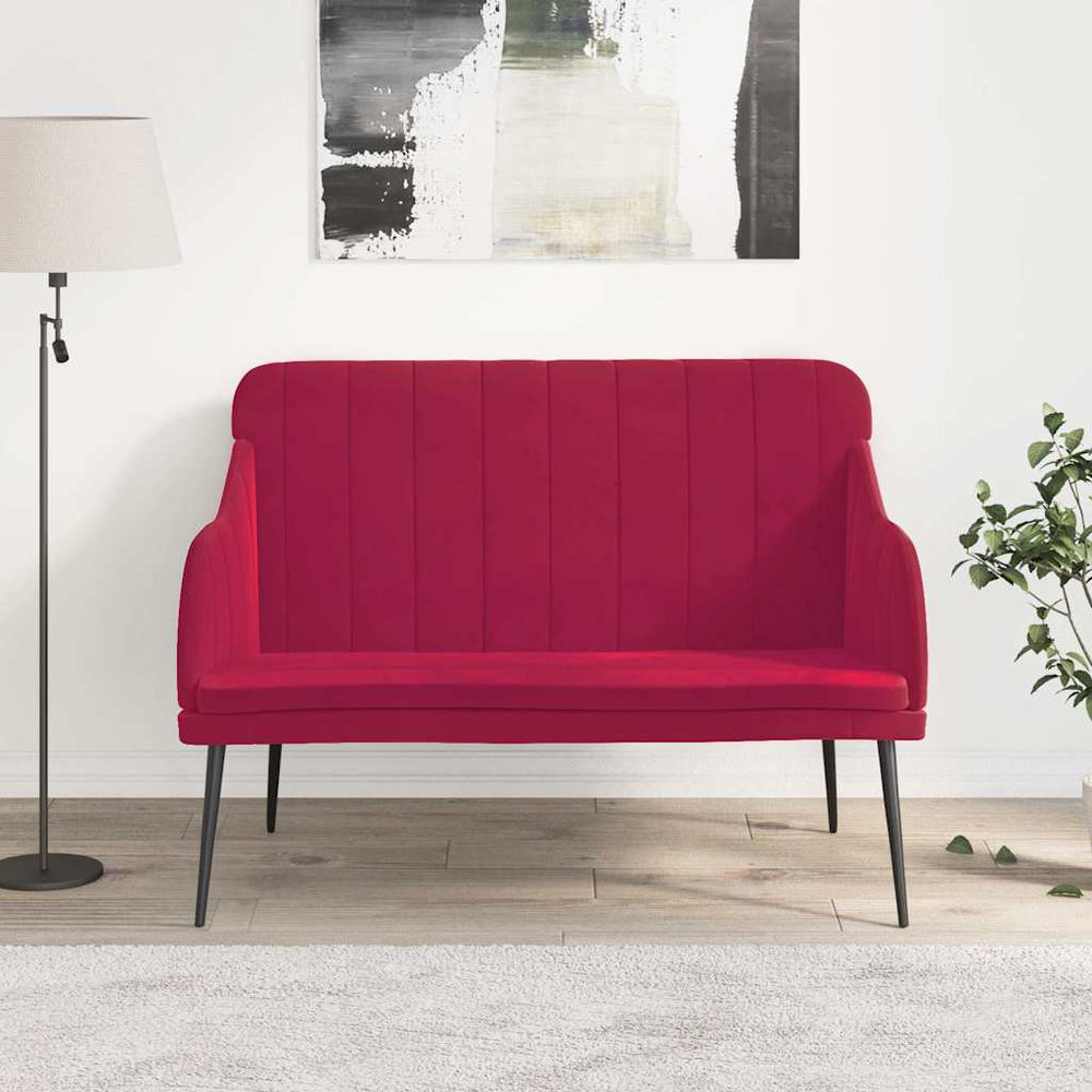 Weinrote Samt Sitzbank 110 cm