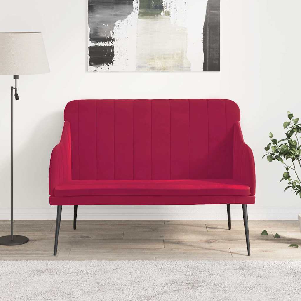 Weinrote Samt Sitzbank 110 cm
