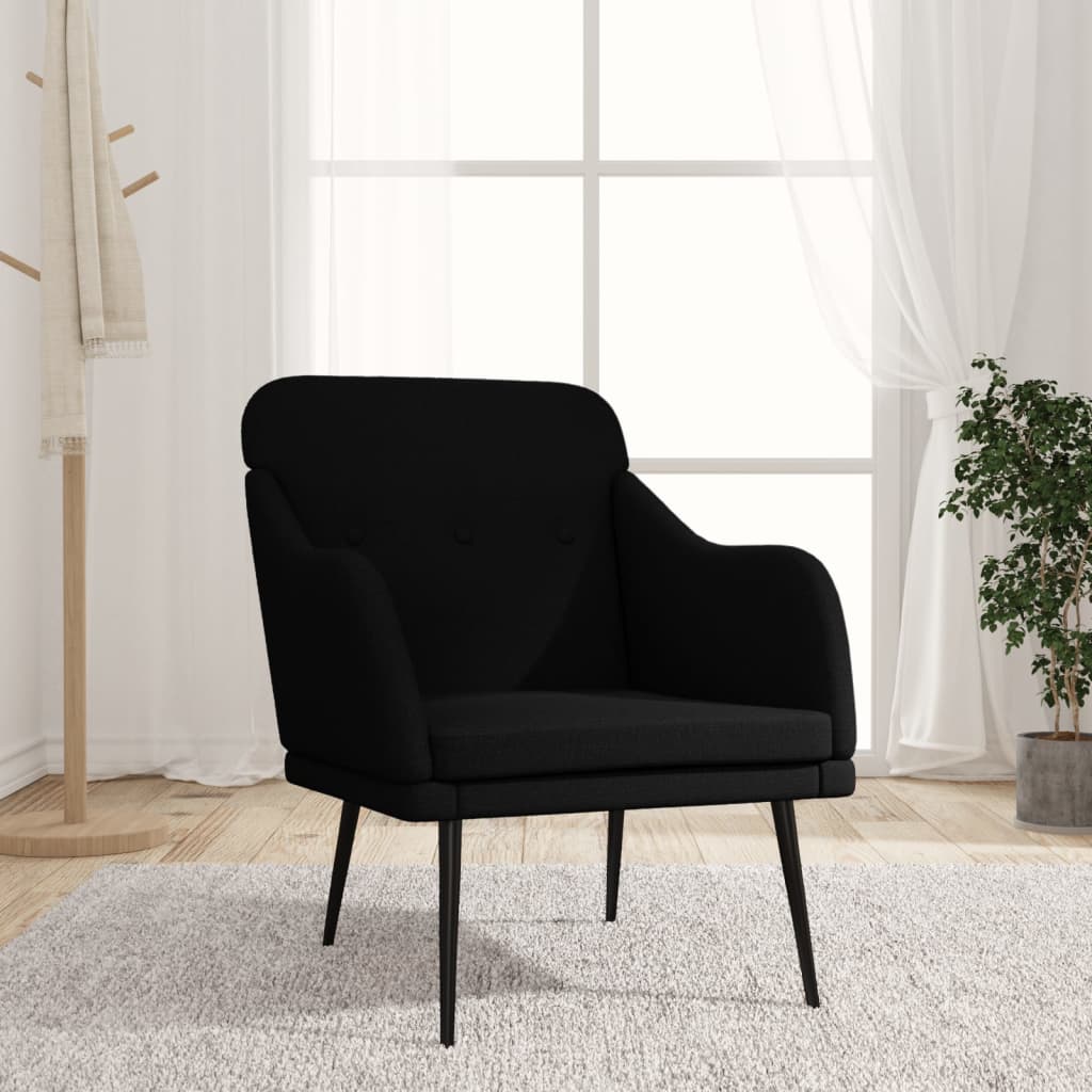 Schwarzer Stoff Sessel 63x76x80 cm