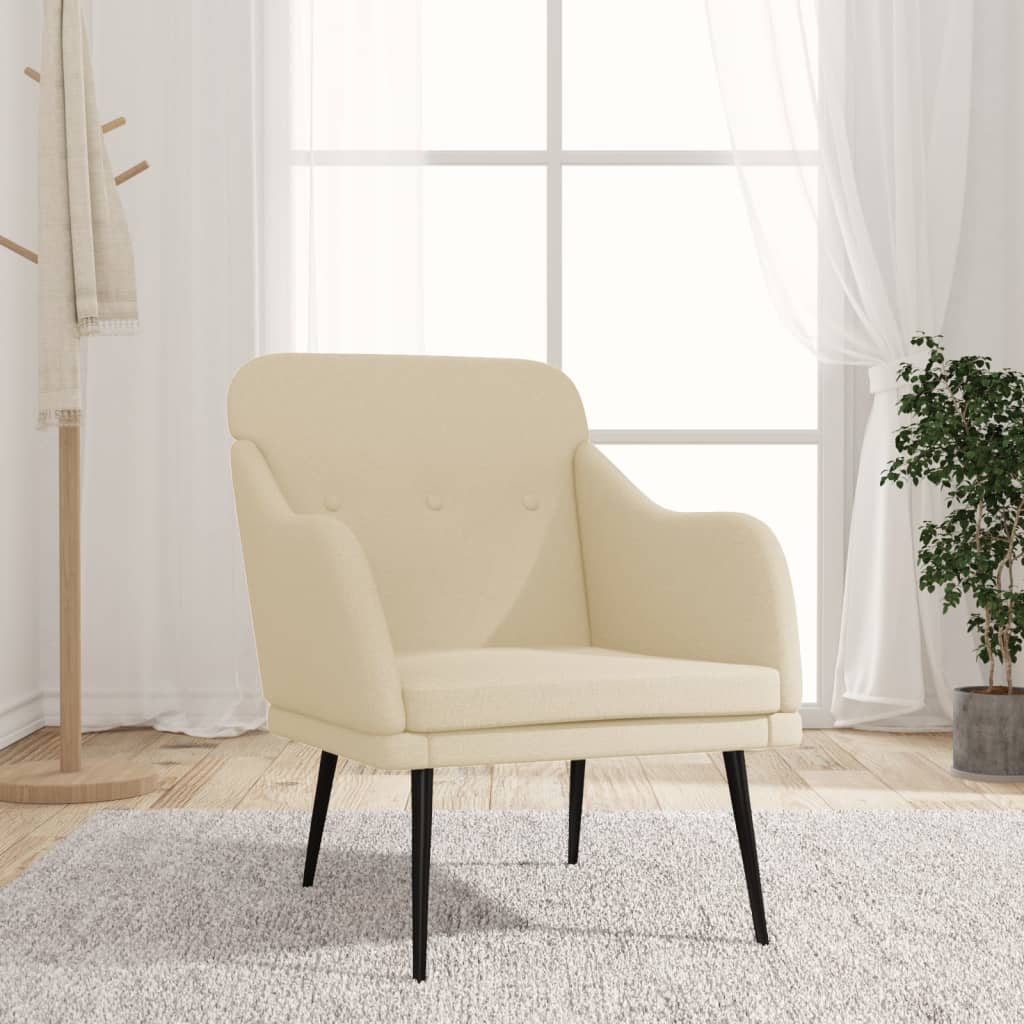 Creme Sessel Stoff 63x76x80 cm