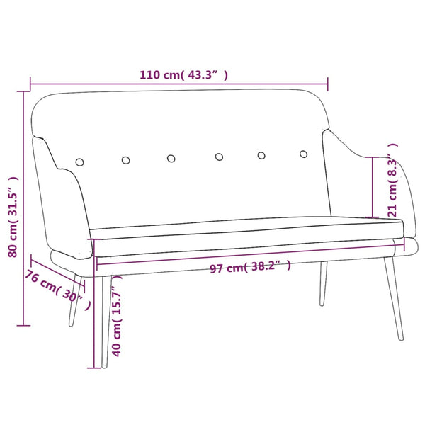 Dunkelgraue Stoff Sitzbank 110 cm