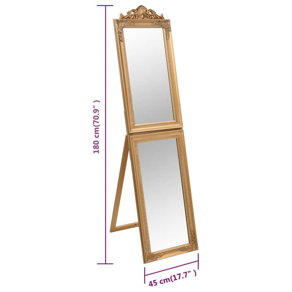 vidaXL Miroir sur pied doré 45x180 cm