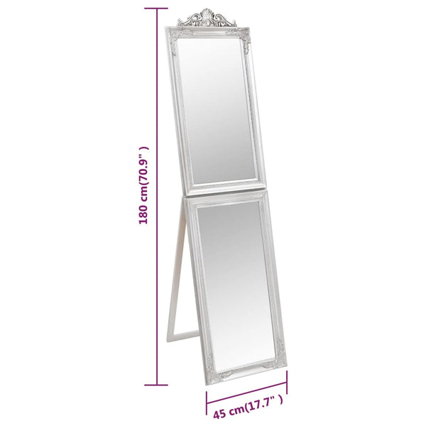 Silberner Standspiegel 45x180 cm