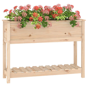 vidaXL Jardinière avec étagère 111,5x34,5x81 cm Bois de pin massif