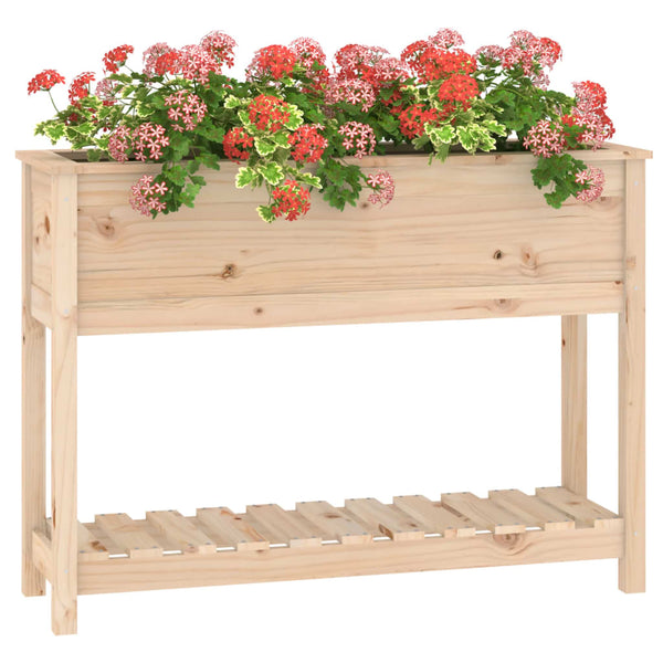 vidaXL Jardinière avec étagère 111,5x34,5x81 cm Bois de pin massif