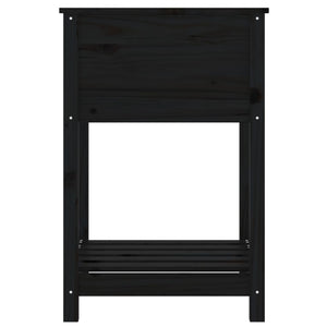 Pflanzkübel mit Ablage aus massivem Kiefernholz, Schwarz, 54x54x81 cm