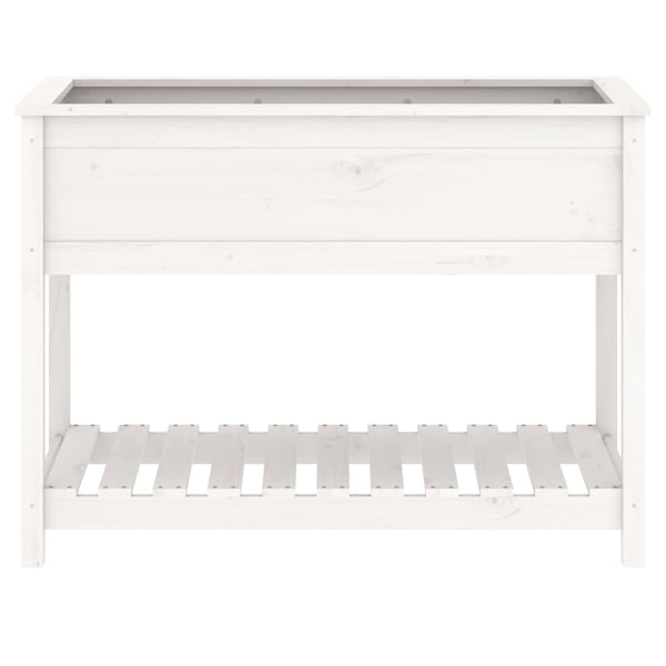 Pflanzkübel mit Ablage, Kiefer Massivholz, Weiß