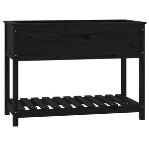 vidaXL Jardinière avec étagère Noir 111,5x54x81 cm Pin massif
