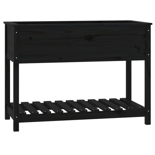 vidaXL Jardinière avec étagère Noir 111,5x54x81 cm Pin massif