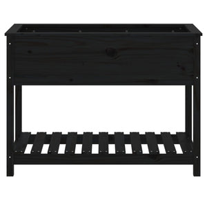 vidaXL Jardinière avec étagère Noir 111,5x54x81 cm Pin massif