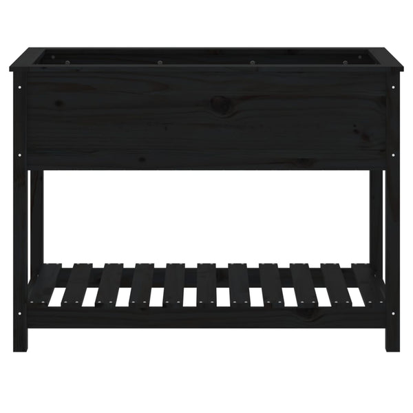 vidaXL Jardinière avec étagère Noir 111,5x54x81 cm Pin massif