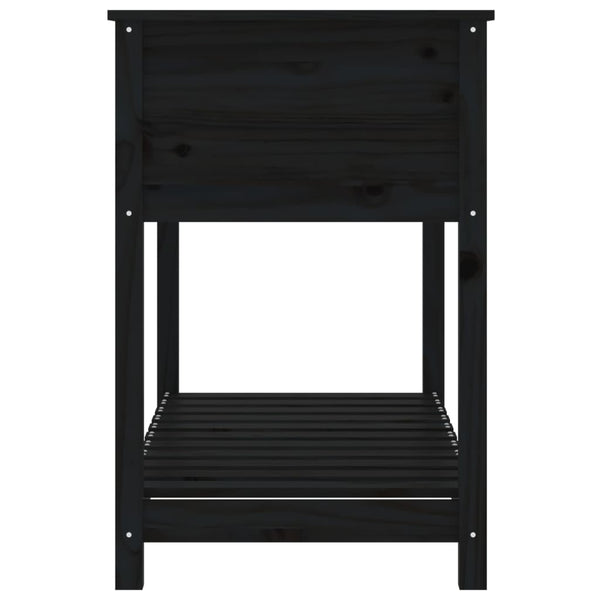 vidaXL Jardinière avec étagère Noir 111,5x54x81 cm Pin massif