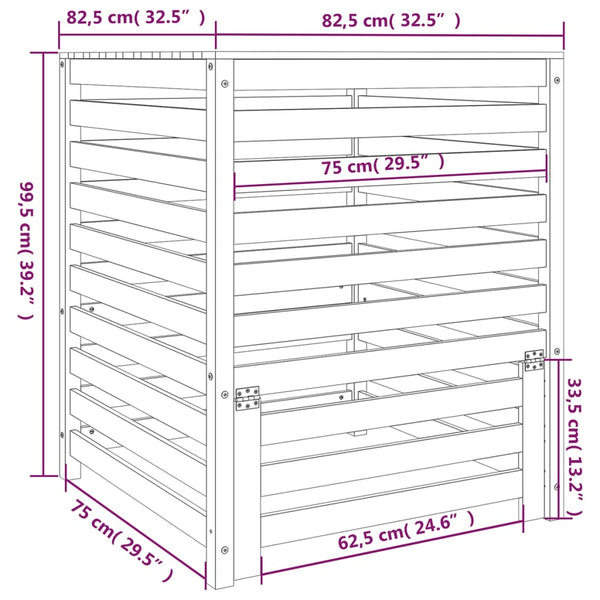 Weißer Holz Komposter 82,5x82,5x99,5cm