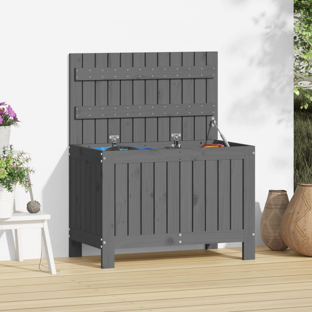 Gartentruhe Grau Kiefer Massivholz 76x42,5x54cm
