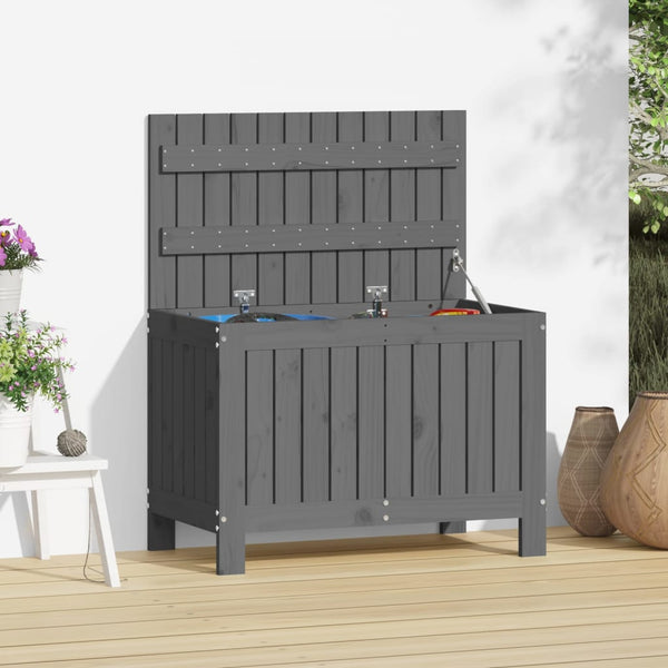 Gartentruhe Grau Kiefer Massivholz 76x42,5x54cm