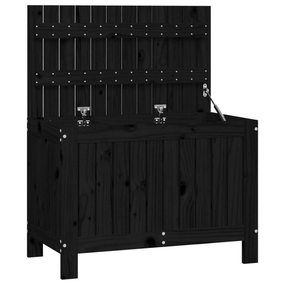 Gartentruhe Schwarz Kiefer Massivholz 76x42,5x54cm