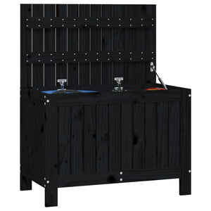 Gartentruhe Schwarz Kiefer Massivholz 76x42,5x54cm