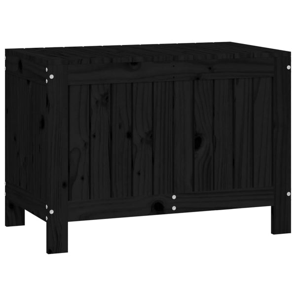 Gartentruhe Schwarz Kiefer Massivholz 76x42,5x54cm