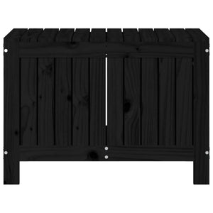 Gartentruhe Schwarz Kiefer Massivholz 76x42,5x54cm