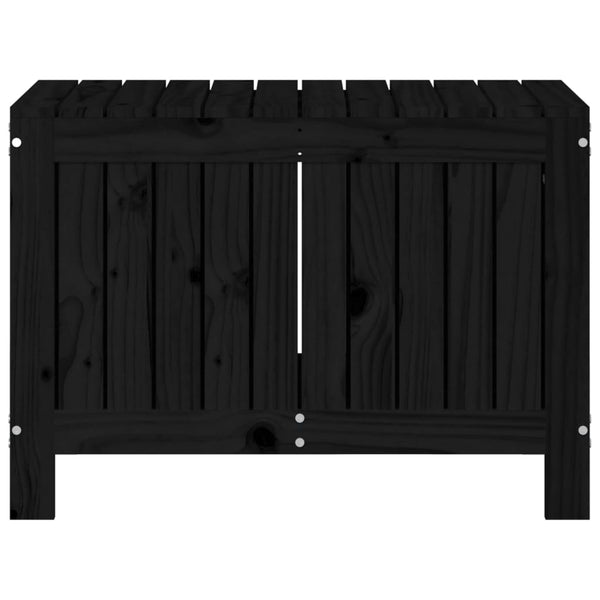 Gartentruhe Schwarz Kiefer Massivholz 76x42,5x54cm