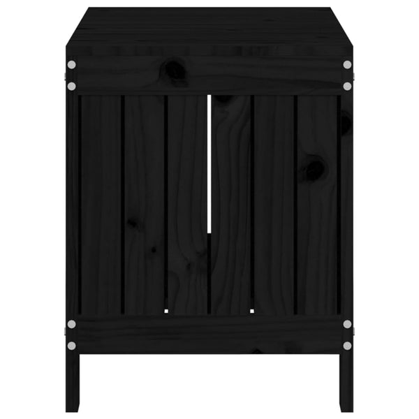 Gartentruhe Schwarz Kiefer Massivholz 76x42,5x54cm