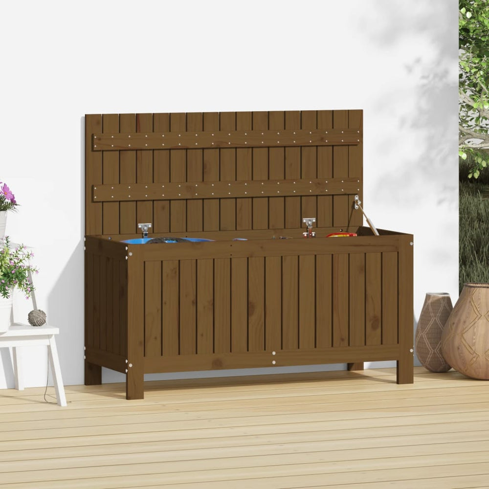 Gartentruhe Honigbraun Massivholz Kiefer 108cm