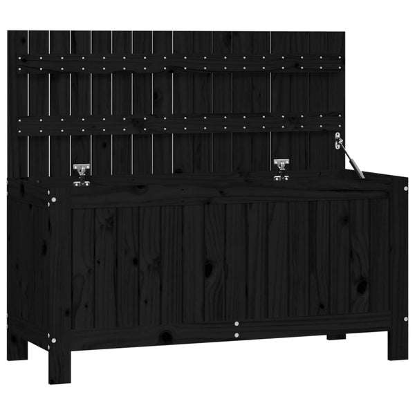 Schwarze Gartentruhe Kiefer Massivholz 108cm