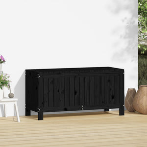 Schwarze Gartentruhe Kiefer Massivholz 108cm