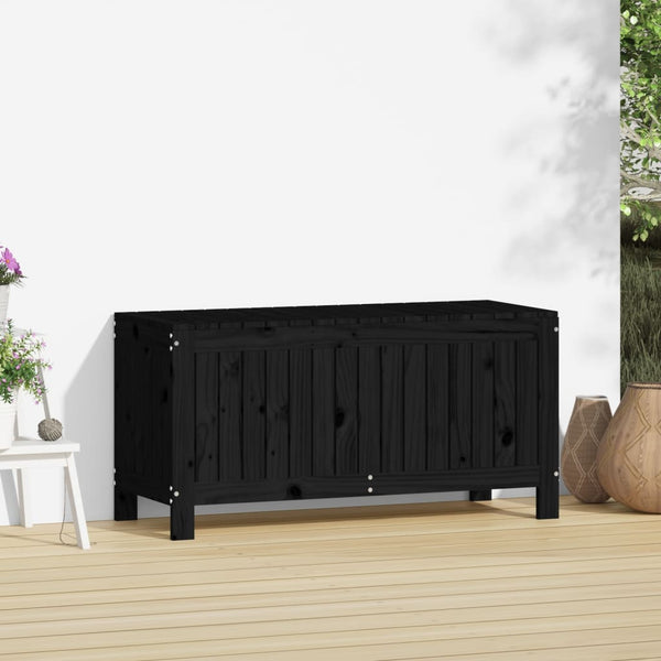 Schwarze Gartentruhe Kiefer Massivholz 108cm