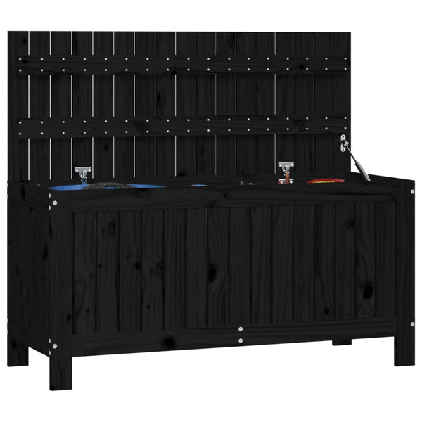 Schwarze Gartentruhe Kiefer Massivholz 108cm